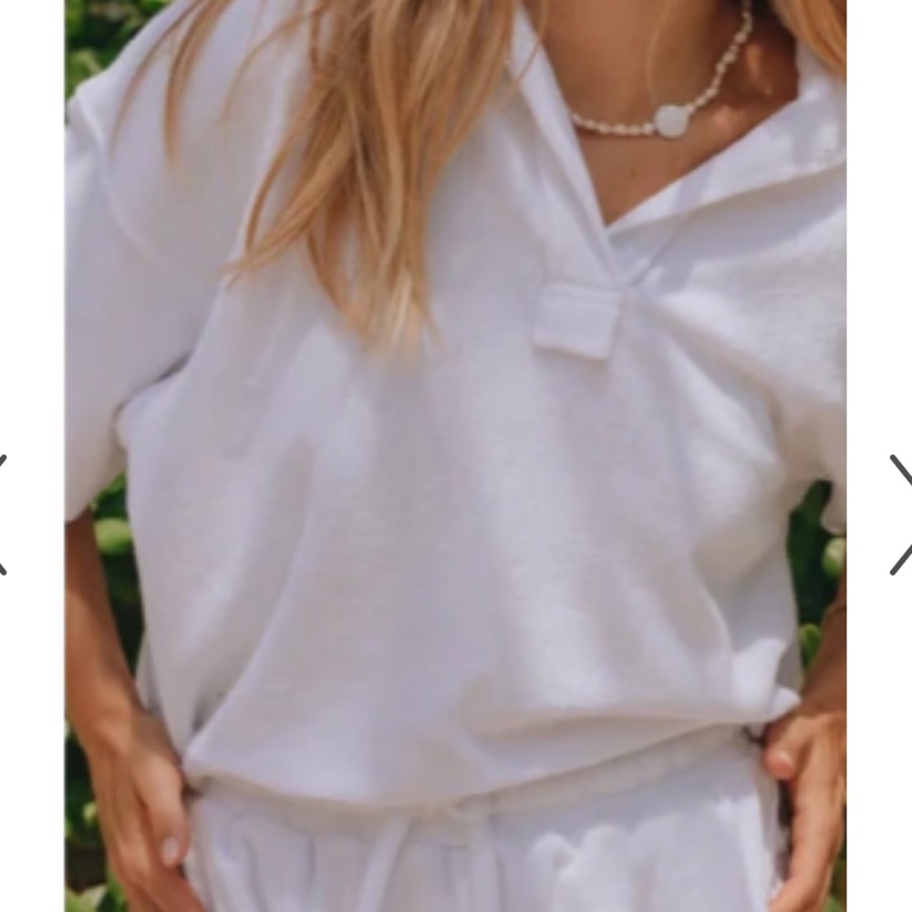 Daily Drills Terry Polo Cloth Cropped Collared Shirt Boxy Coverup | Women’s M-L - Picture 5 of 8